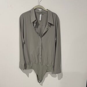 Athleta Light Green Gray Collared Shirt